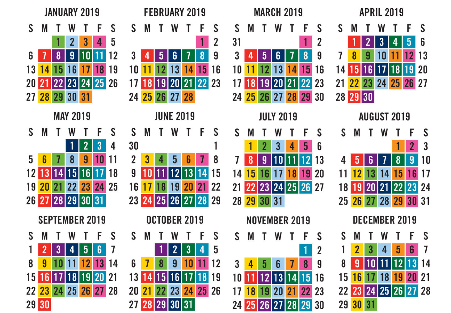 2019 Recycling calendar